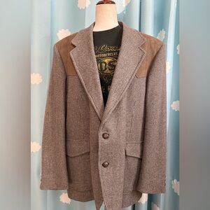 Pendleton leather and tweed "western" blazer Sportcoat.  46R